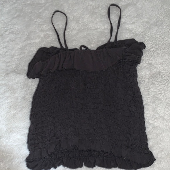 SOFT AND STRETCHY american eagle tank with crossed tie and ruffles!! size: xs - Picture 4 of 4